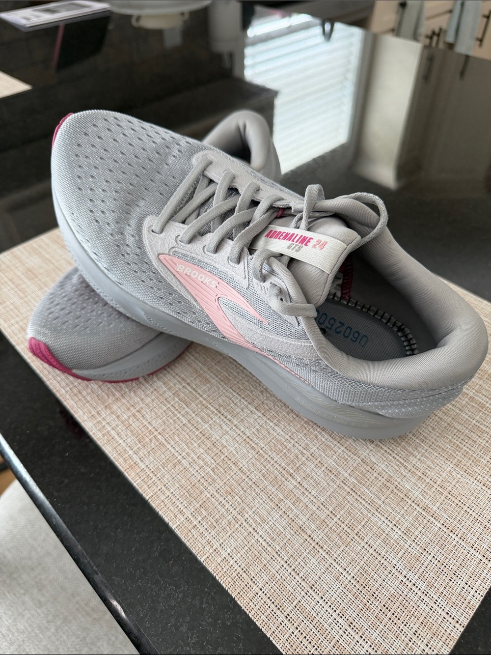 Brooks Women’s Running Shoes in Light Gray with Pink Accents